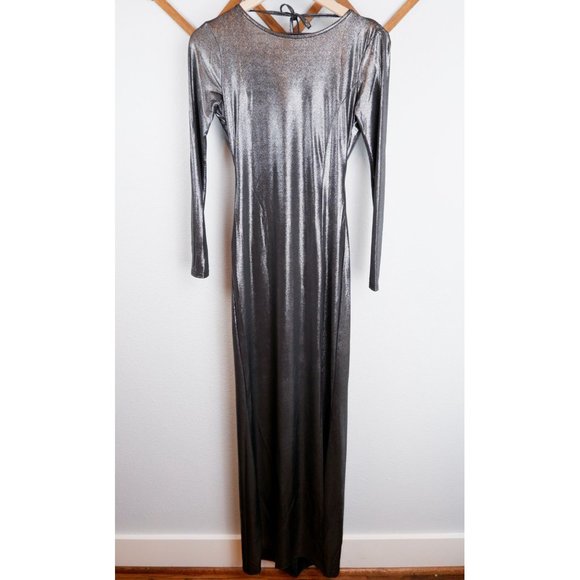 NEW Boohoo Grace Metallic Cowl Back Long Sleeve Maxi Dress, size 6 - Picture 16 of 16